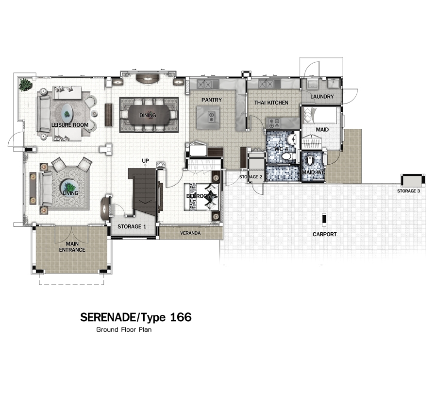 แปลนชั้น 1 บ้าน Serenade