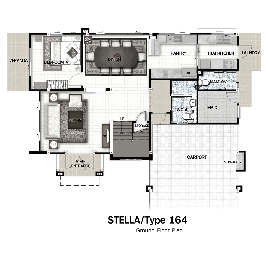 แปลนชั้น 1 บ้าน Stella